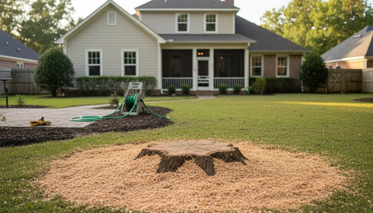 Finished stump grinding and site cleanup by tree service experts in Baton Rouge, LA