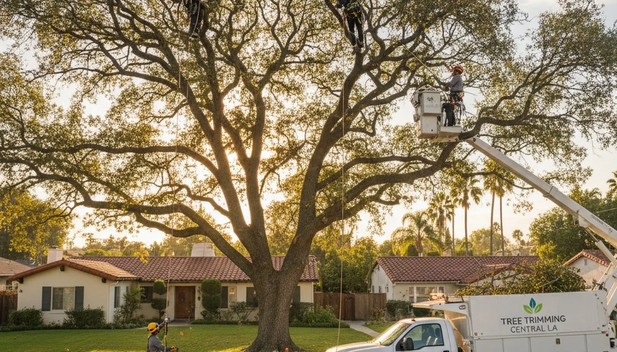Professional tree removal service in Baton Rouge LA safely cutting and clearing large oak trees
