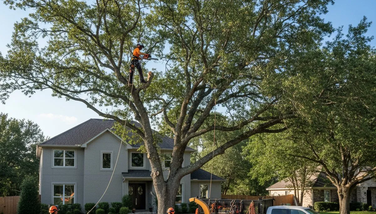 Professional tree removal service in Baton Rouge LA clearing large oak safely