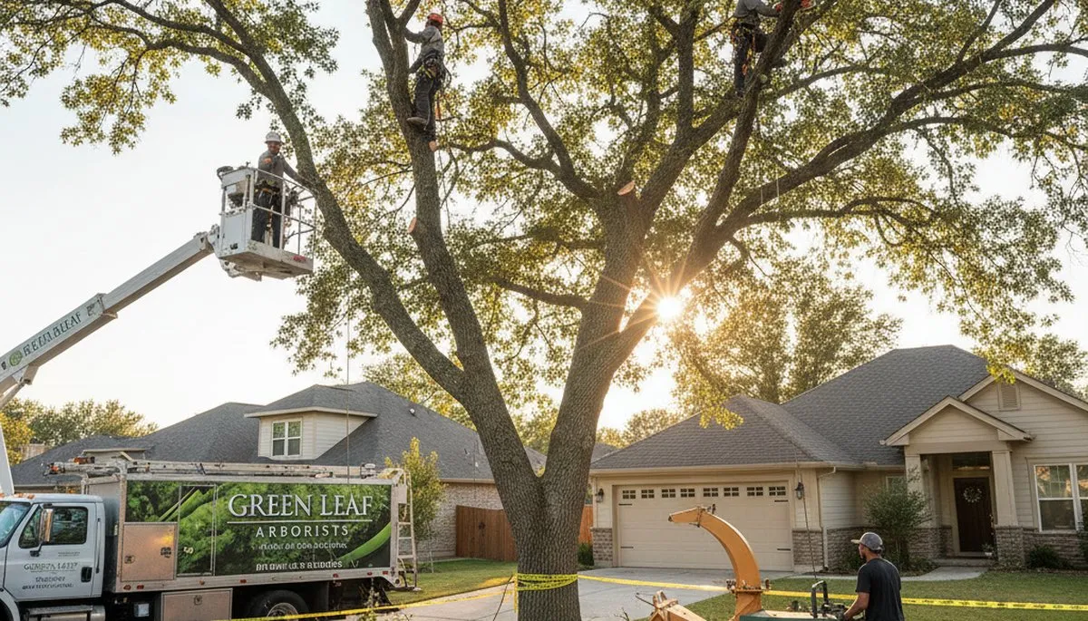 Certified arborists trimming live oak trees in Baton Rouge, LA for Chop Chop Tree service