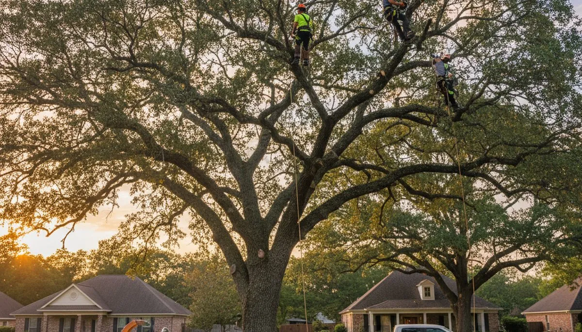 Professional tree removal service in Baton Rouge LA safely cutting and clearing large trees