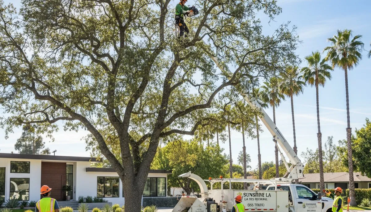 Professional tree removal service in Baton Rouge LA safely clearing large oak tree